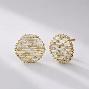Lab Grown Diamond Art Deco Stud Earrings: 14K Solid Gold - Evara Jewelry LLC