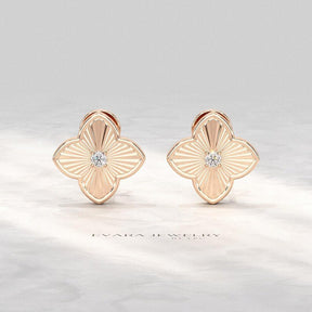 Leaf Clover Classic Stud Earrings: Lab Grown Diamond Luxury Earring, Newlywed Gift - Evara Jewelry LLC