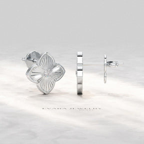 Leaf Clover Classic Stud Earrings: Lab Grown Diamond Luxury Earring, Newlywed Gift - Evara Jewelry LLC