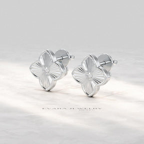 Leaf Clover Classic Stud Earrings: Lab Grown Diamond Luxury Earring, Newlywed Gift - Evara Jewelry LLC