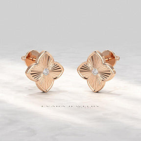 Leaf Clover Classic Stud Earrings: Lab Grown Diamond Luxury Earring, Newlywed Gift - Evara Jewelry LLC