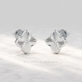 Leaf Clover Classic Stud Earrings: Lab Grown Diamond Luxury Earring, Newlywed Gift - Evara Jewelry LLC