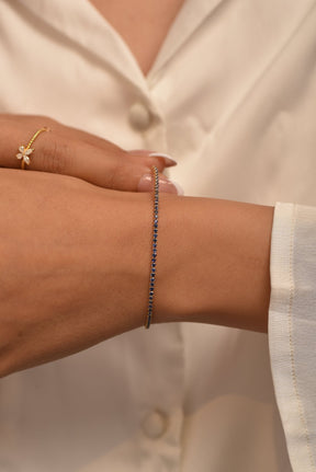 London Blue Topaz Tennis Bracelet in 14K/18K White Gold / November Birthstone Bracelet - Evara Jewelry LLC