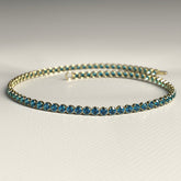 London Blue Topaz Tennis Bracelet in 14K/18K White Gold / November Birthstone Bracelet - Evara Jewelry LLC