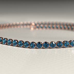London Blue Topaz Tennis Bracelet in 14K/18K White Gold / November Birthstone Bracelet - Evara Jewelry LLC