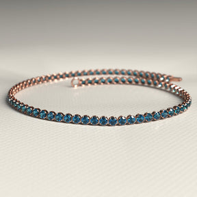 London Blue Topaz Tennis Bracelet in 14K/18K White Gold / November Birthstone Bracelet - Evara Jewelry LLC