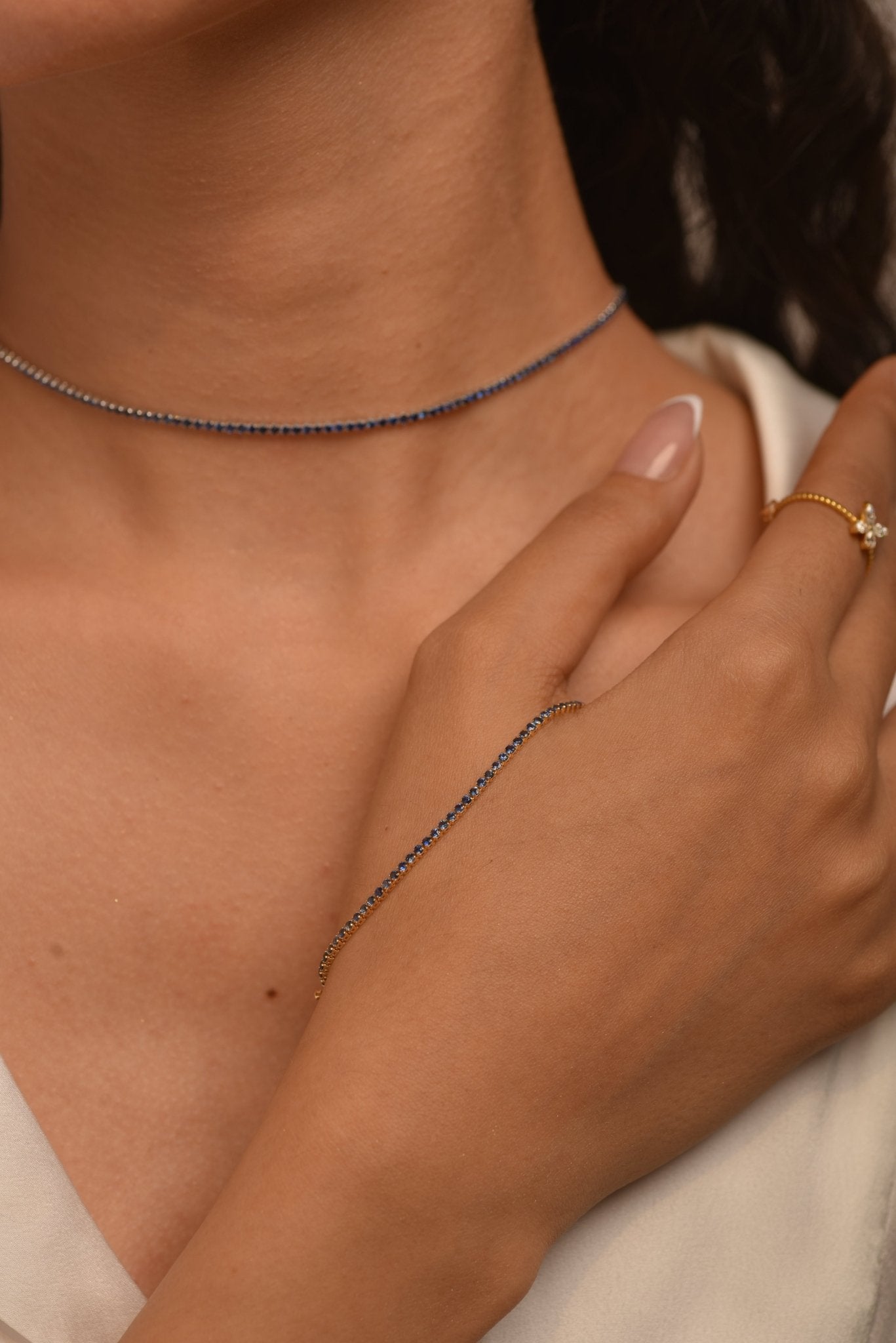 London Blue Topaz Tennis Bracelet in 14K/18K White Gold / November Birthstone Bracelet - Evara Jewelry LLC