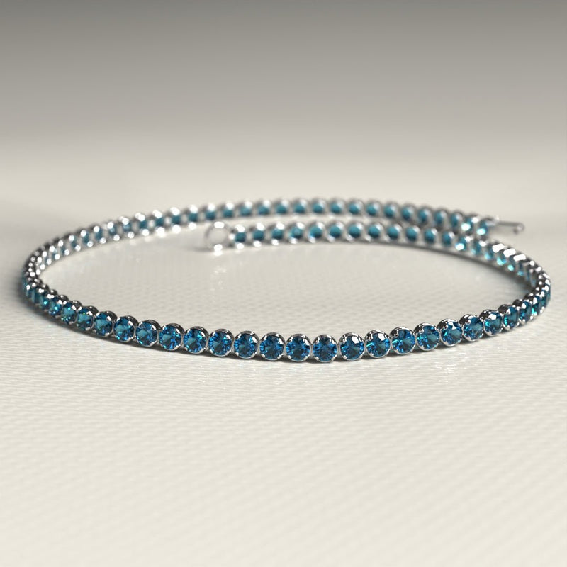 London Blue Topaz Tennis Bracelet in 14K/18K White Gold / November Birthstone Bracelet