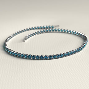 London Blue Topaz Tennis Bracelet in 14K/18K White Gold / November Birthstone Bracelet - Evara Jewelry LLC