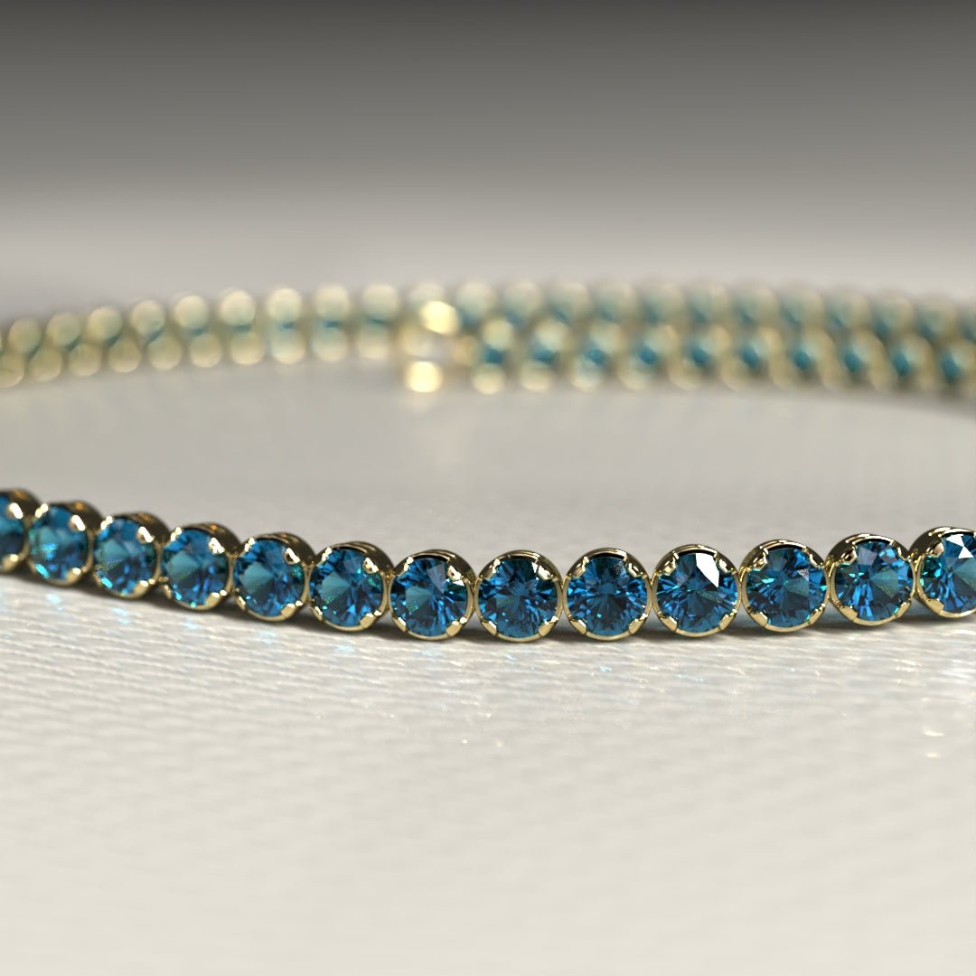 London Blue Topaz Tennis Bracelet in 14K/18K White Gold / November Birthstone Bracelet - Evara Jewelry LLC