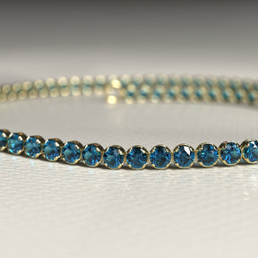 London Blue Topaz Tennis Bracelet in 14K/18K White Gold / November Birthstone Bracelet - Evara Jewelry LLC
