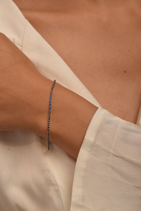 London Blue Topaz Tennis Bracelet in 14K/18K White Gold / November Birthstone Bracelet - Evara Jewelry LLC