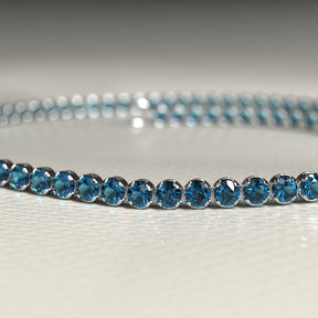 London Blue Topaz Tennis Bracelet in 14K/18K White Gold / November Birthstone Bracelet - Evara Jewelry LLC