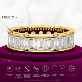 Luxury 4 Carat Emerald Cut Lab Grown Diamond Minimalist Wedding Band - Evara Jewelry LLC