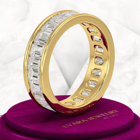Luxury 4 Carat Emerald Cut Lab Grown Diamond Minimalist Wedding Band - Evara Jewelry LLC