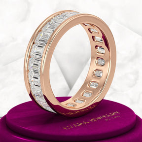 Luxury 4 Carat Emerald Cut Lab Grown Diamond Minimalist Wedding Band - Evara Jewelry LLC