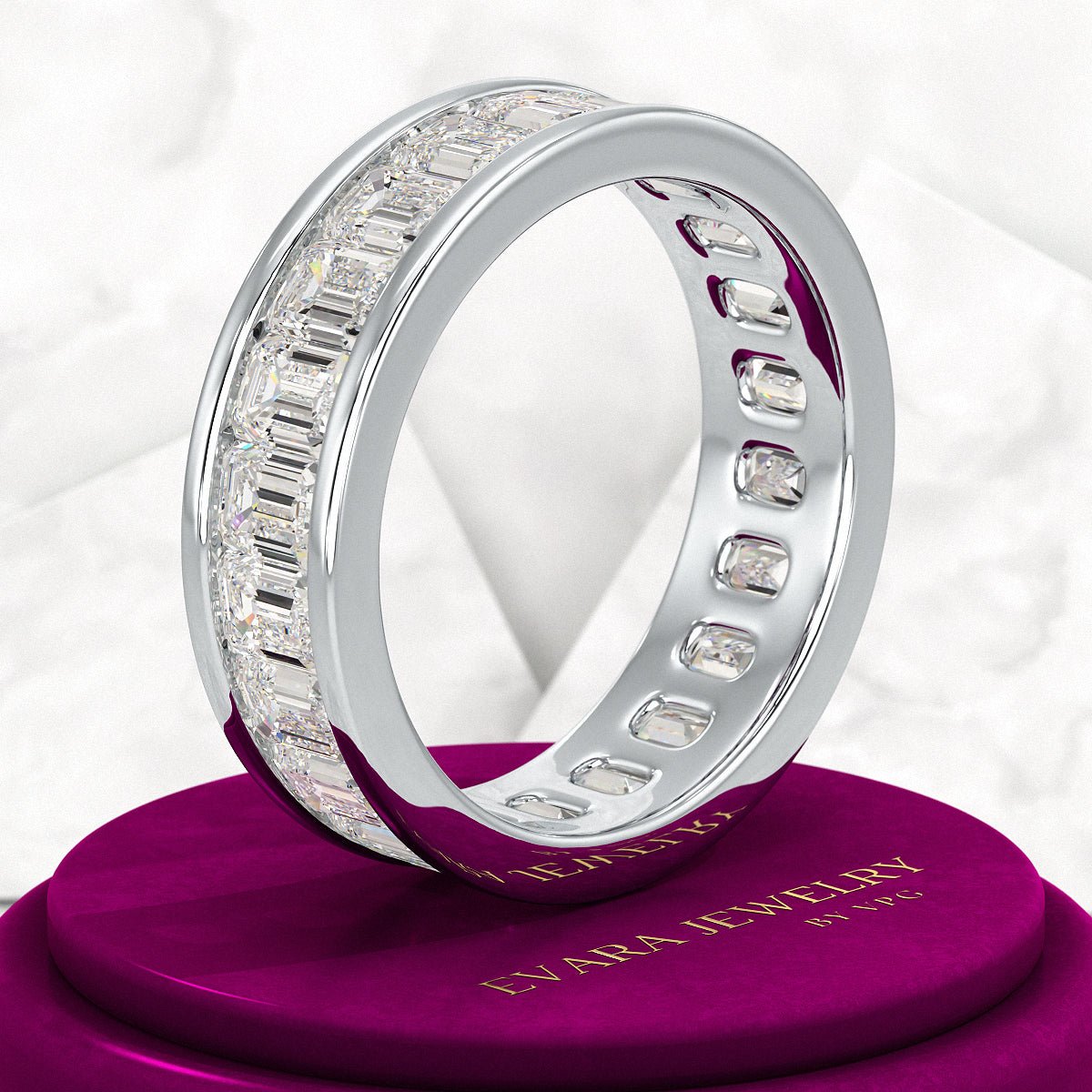 Luxury 4 Carat Emerald Cut Lab Grown Diamond Minimalist Wedding Band - Evara Jewelry LLC