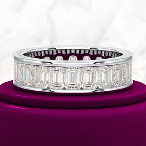 Luxury 4 Carat Emerald Cut Lab Grown Diamond Minimalist Wedding Band - Evara Jewelry LLC
