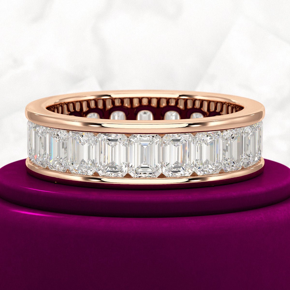 Luxury 4 Carat Emerald Cut Lab Grown Diamond Minimalist Wedding Band - Evara Jewelry LLC