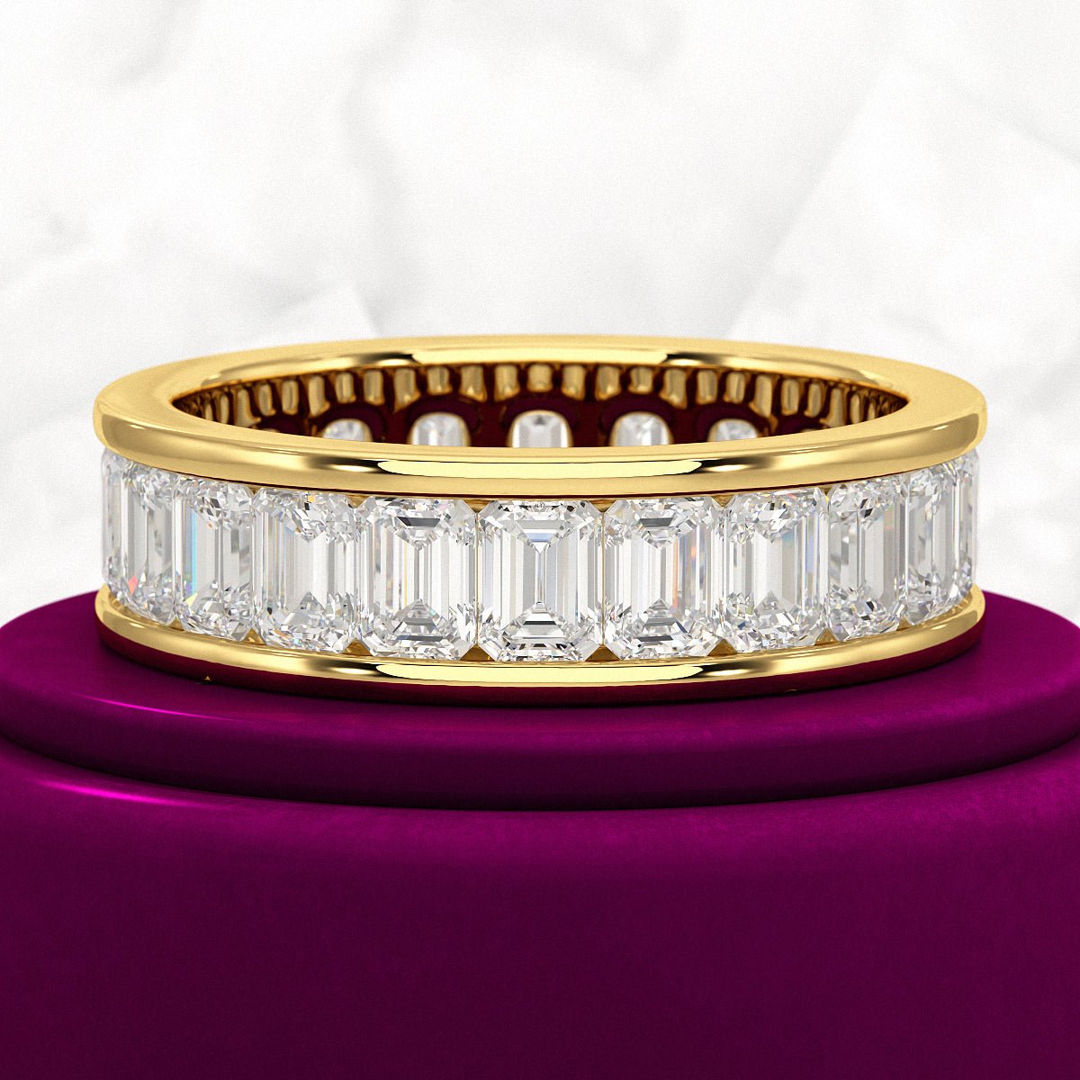 Luxury 4 Carat Emerald Cut Lab Grown Diamond Minimalist Wedding Band - Evara Jewelry LLC