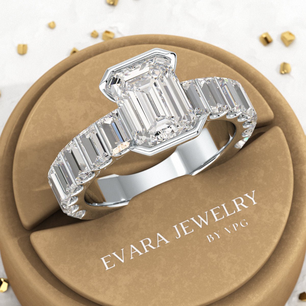 Luxury Diamond 4.52 Carat Emerald Cut Wedding Band - Evara Jewelry LLC