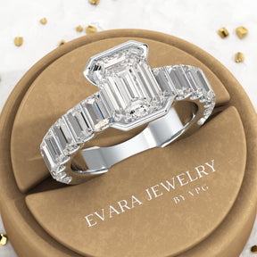 Luxury Diamond 4.52 Carat Emerald Cut Wedding Band - Evara Jewelry LLC
