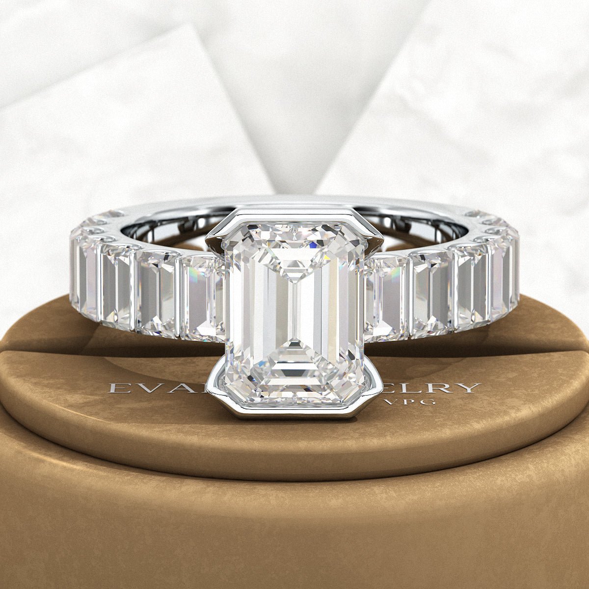 Luxury Diamond 4.52 Carat Emerald Cut Wedding Band - Evara Jewelry LLC