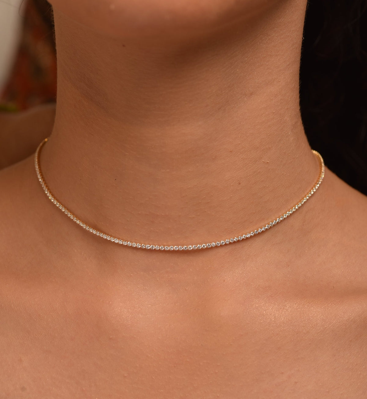 Luxury Diamond Tennis Necklace - 14K/18K White Gold Lab Grown Diamond Choker - Evara Jewelry LLC