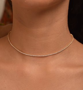 Luxury Diamond Tennis Necklace - 14K/18K White Gold Lab Grown Diamond Choker - Evara Jewelry LLC