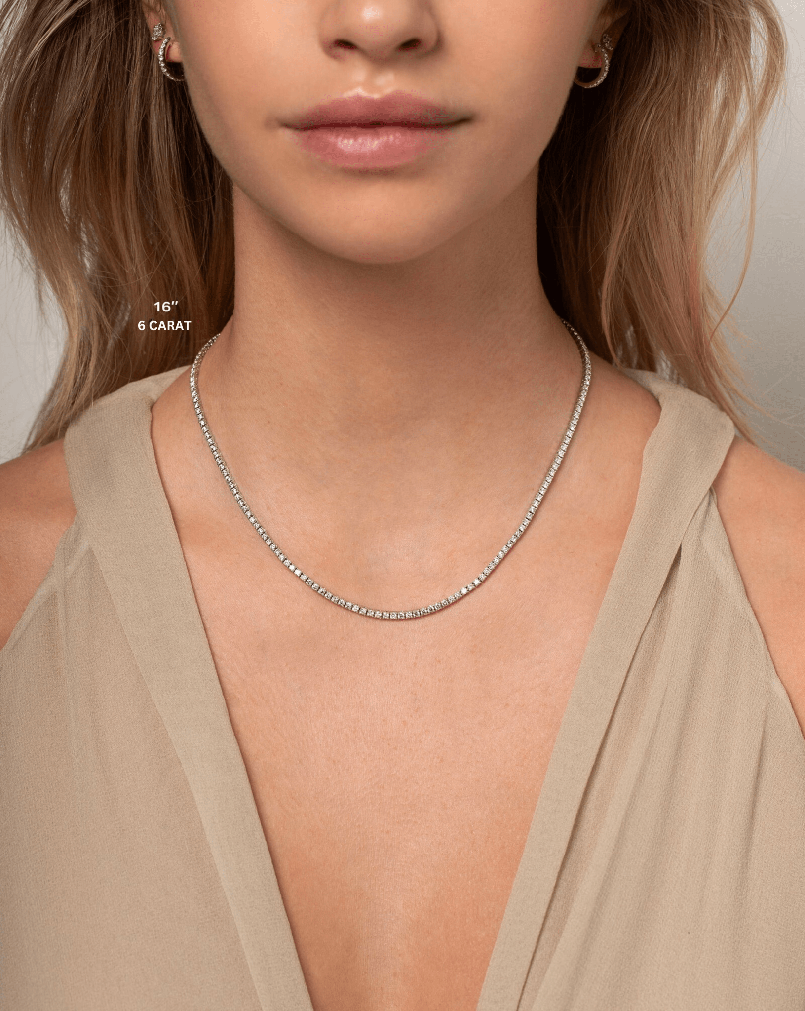 Luxury Diamond Tennis Necklace - 14K/18K White Gold Lab Grown Diamond Choker - Evara Jewelry LLC