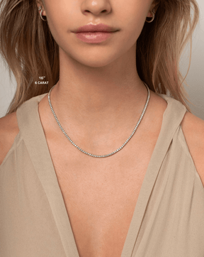 Luxury Diamond Tennis Necklace - 14K/18K White Gold Lab Grown Diamond Choker - Evara Jewelry LLC