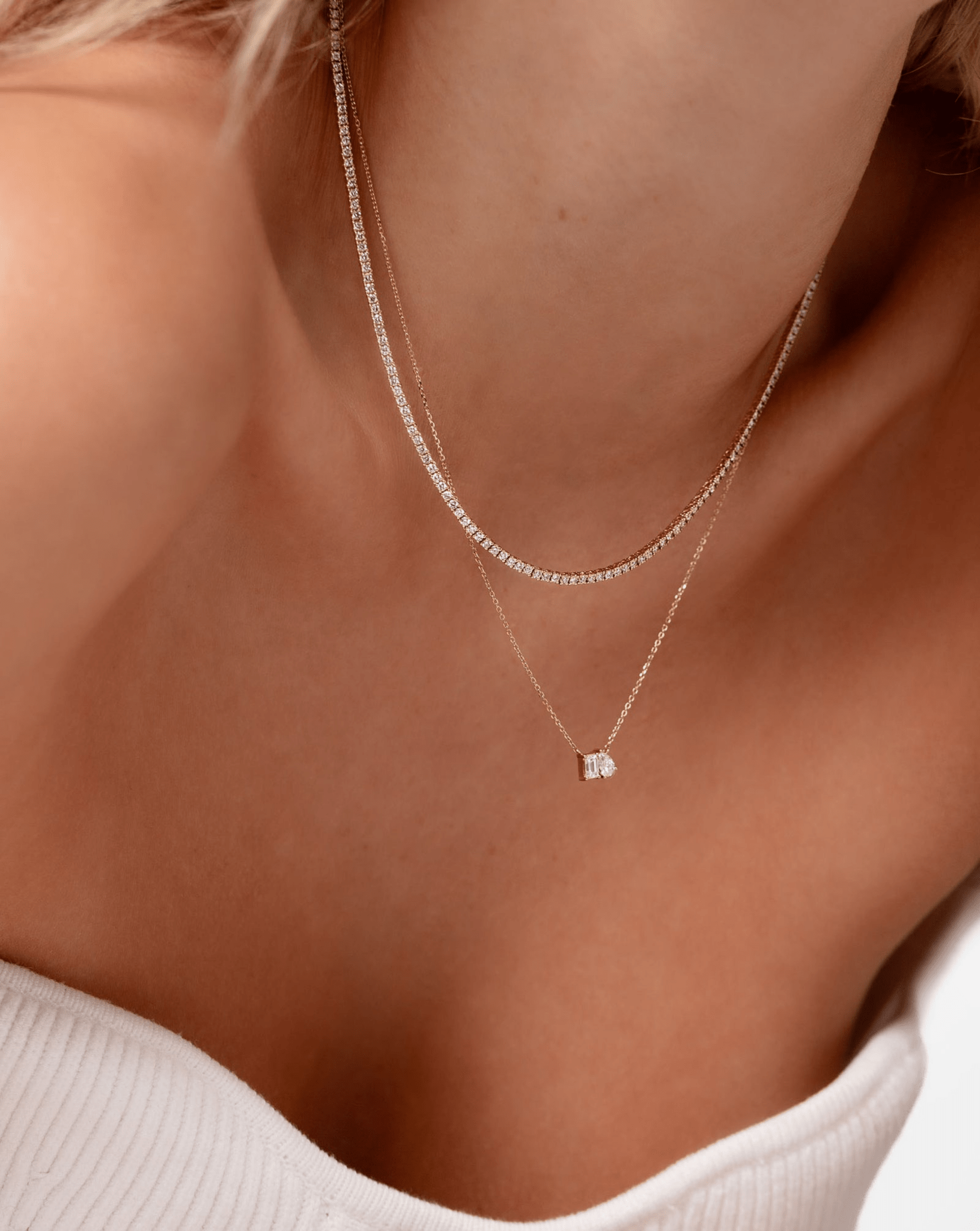 Luxury Diamond Tennis Necklace - 14K/18K White Gold Lab Grown Diamond Choker - Evara Jewelry LLC