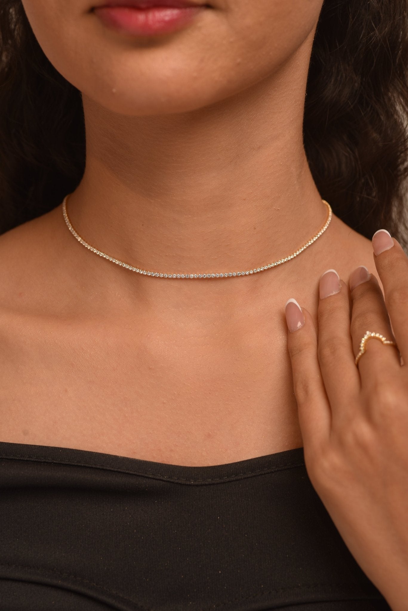 Luxury Diamond Tennis Necklace - 14K/18K White Gold Lab Grown Diamond Choker - Evara Jewelry LLC