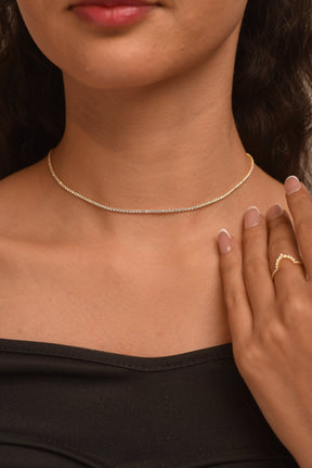 Luxury Diamond Tennis Necklace - 14K/18K White Gold Lab Grown Diamond Choker - Evara Jewelry LLC