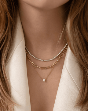 Luxury Diamond Tennis Necklace - 14K/18K White Gold Lab Grown Diamond Choker - Evara Jewelry LLC