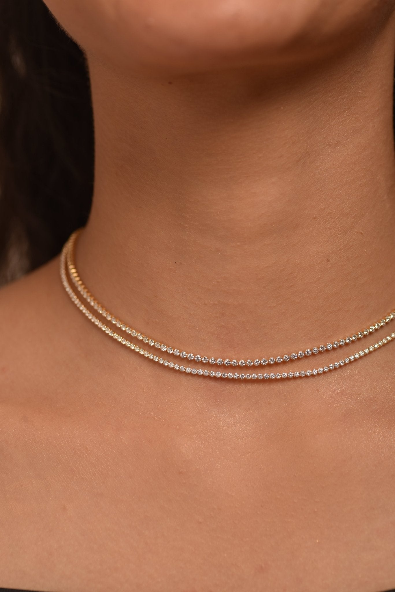 Luxury Diamond Tennis Necklace - 14K/18K White Gold Lab Grown Diamond Choker - Evara Jewelry LLC