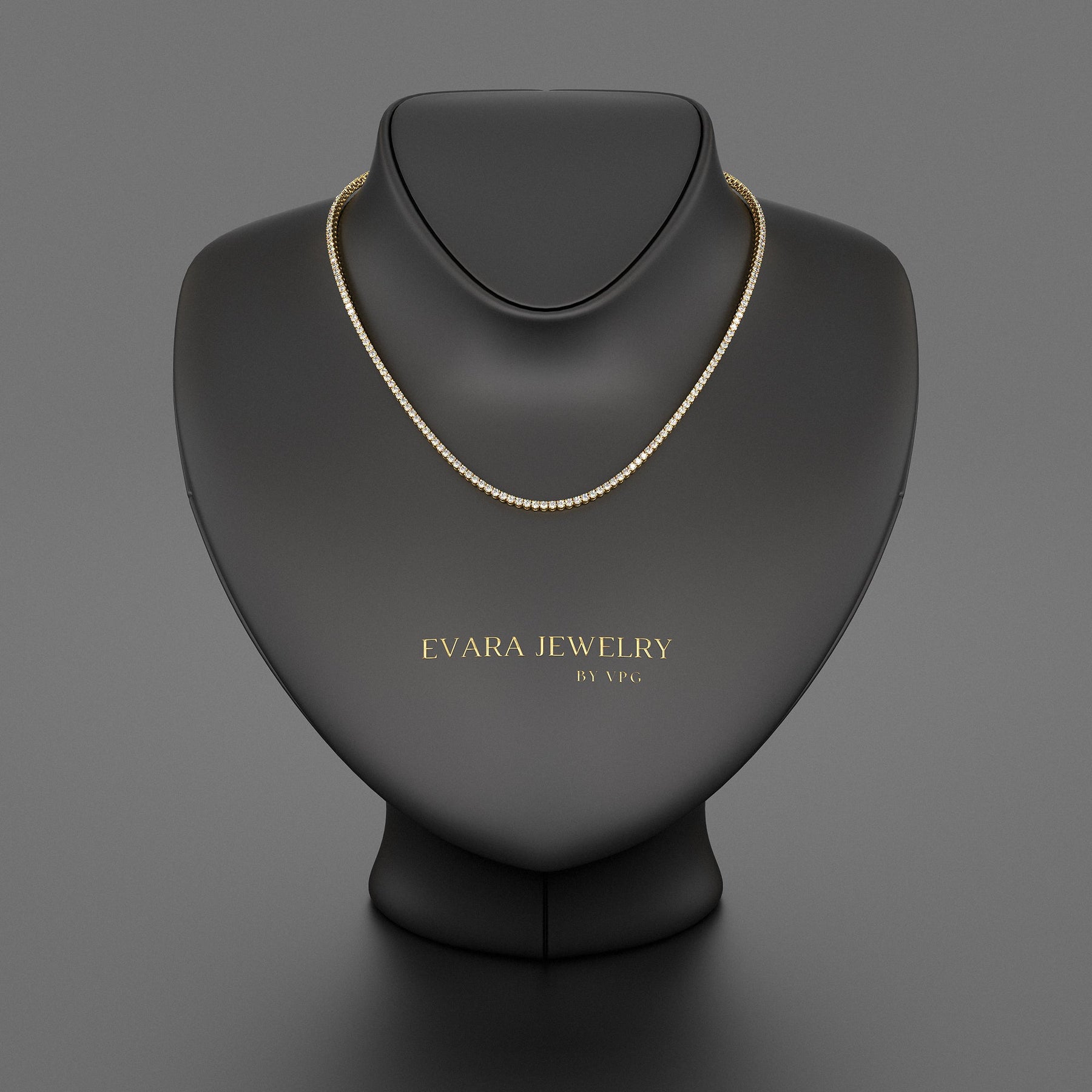 Luxury Diamond Tennis Necklace - 14K/18K White Gold Lab Grown Diamond Choker - Evara Jewelry LLC