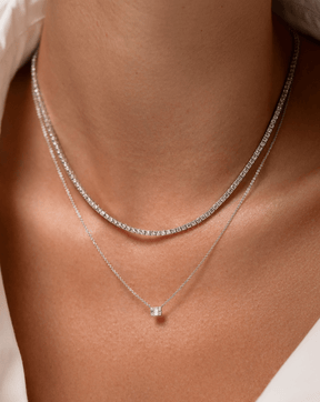Luxury Diamond Tennis Necklace - 14K/18K White Gold Lab Grown Diamond Choker - Evara Jewelry LLC