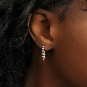 Marquise & Round Cut Morse Code Hoop Earrings - Evara Jewelry LLC