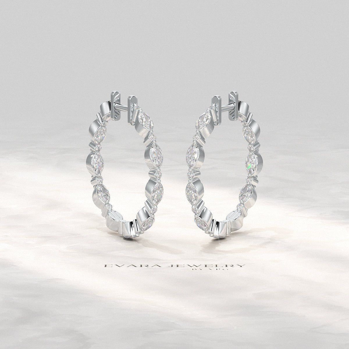 Marquise & Round Cut Morse Code Hoop Earrings - Evara Jewelry LLC