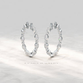Marquise & Round Cut Morse Code Hoop Earrings - Evara Jewelry LLC