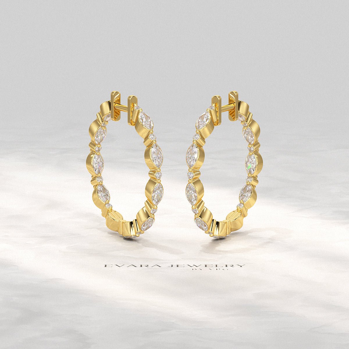 Marquise & Round Cut Morse Code Hoop Earrings - Evara Jewelry LLC