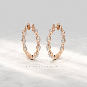 Marquise & Round Cut Morse Code Hoop Earrings - Evara Jewelry LLC