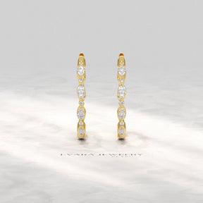 Marquise & Round Cut Morse Code Hoop Earrings - Evara Jewelry LLC