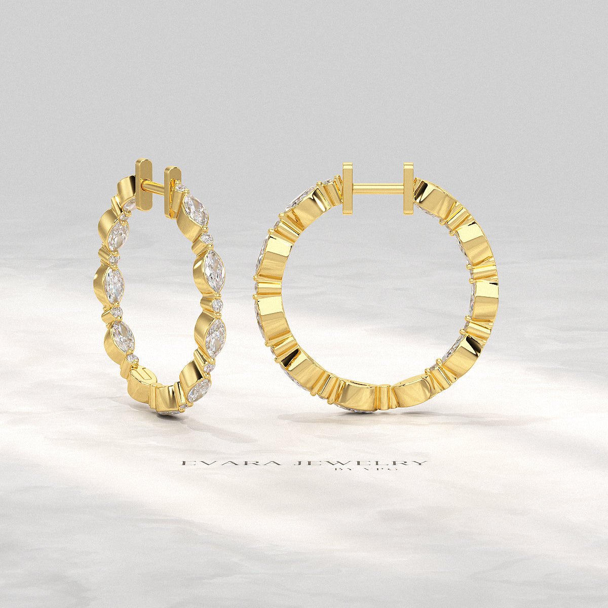 Marquise & Round Cut Morse Code Hoop Earrings - Evara Jewelry LLC
