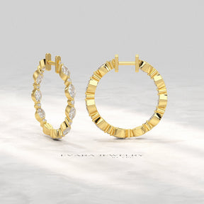 Marquise & Round Cut Morse Code Hoop Earrings - Evara Jewelry LLC