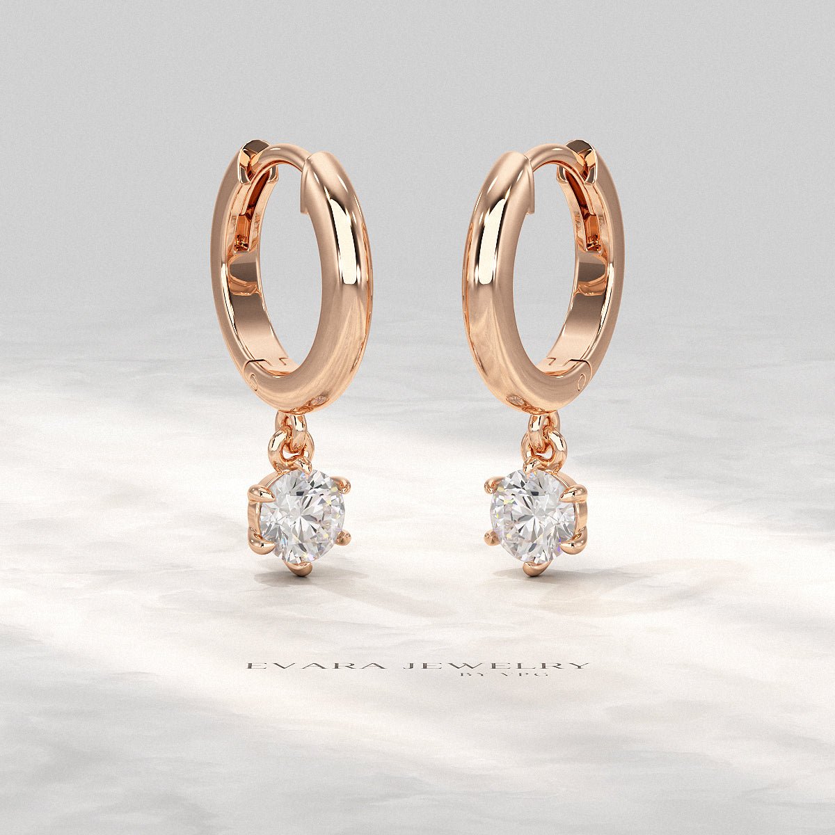 Minimal Diamond Drop Huggies Hoop Earrings - Evara Jewelry LLC