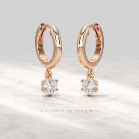 Minimal Diamond Drop Huggies Hoop Earrings - Evara Jewelry LLC