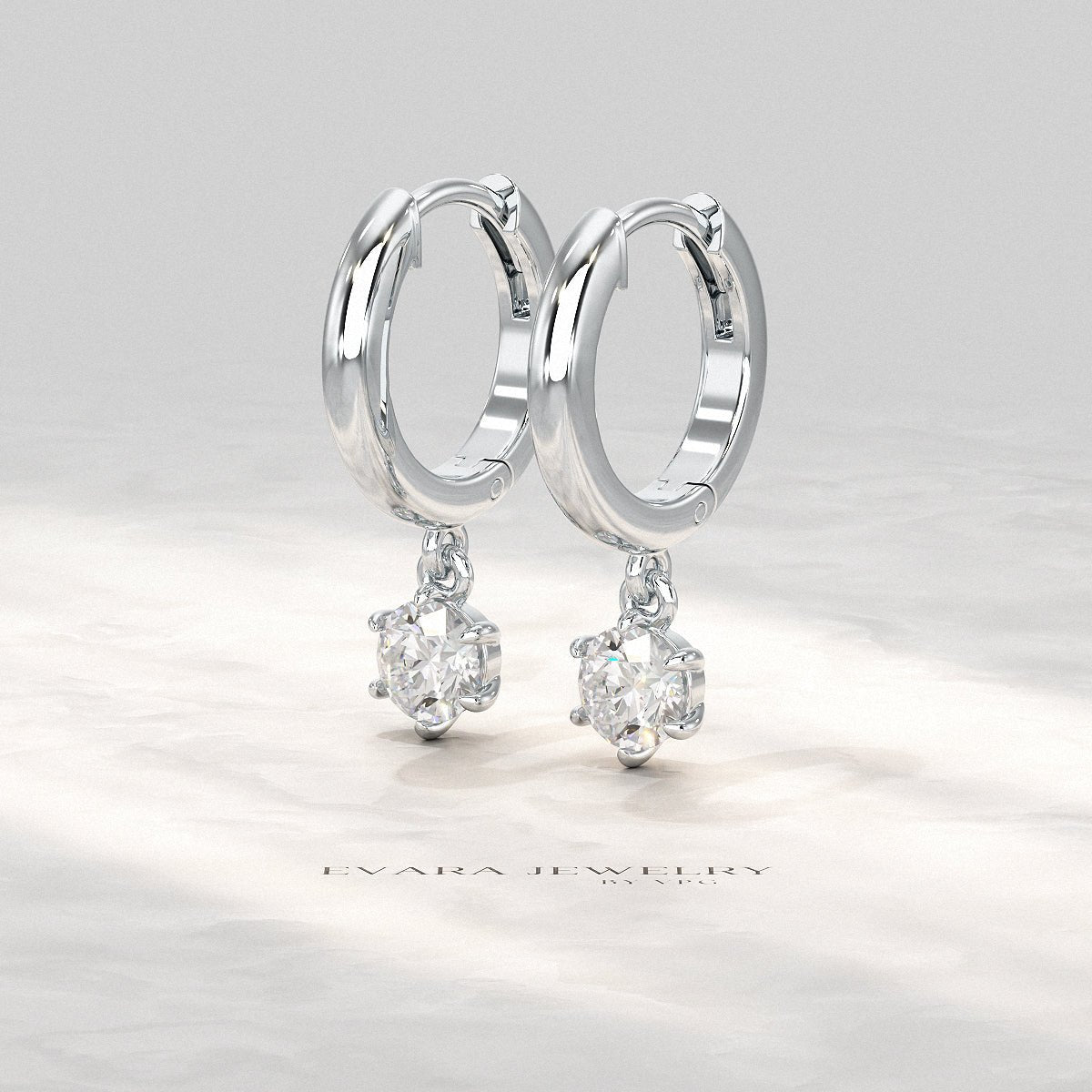 Minimal Diamond Drop Huggies Hoop Earrings - Evara Jewelry LLC
