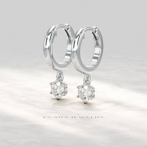 Minimal Diamond Drop Huggies Hoop Earrings - Evara Jewelry LLC